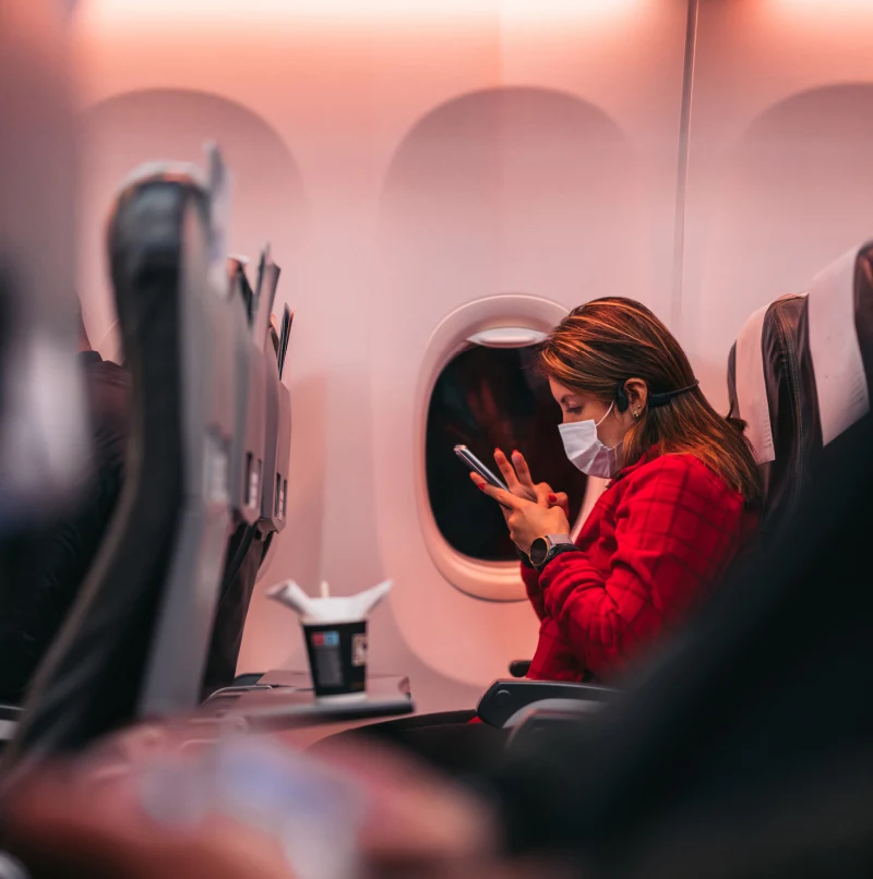 Tourist in plane