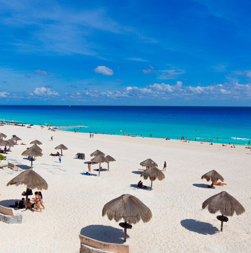 Umbrellas on Playa Delfines in Cancun