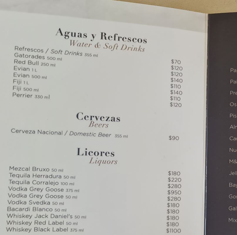 Prices For Products At Restaurant