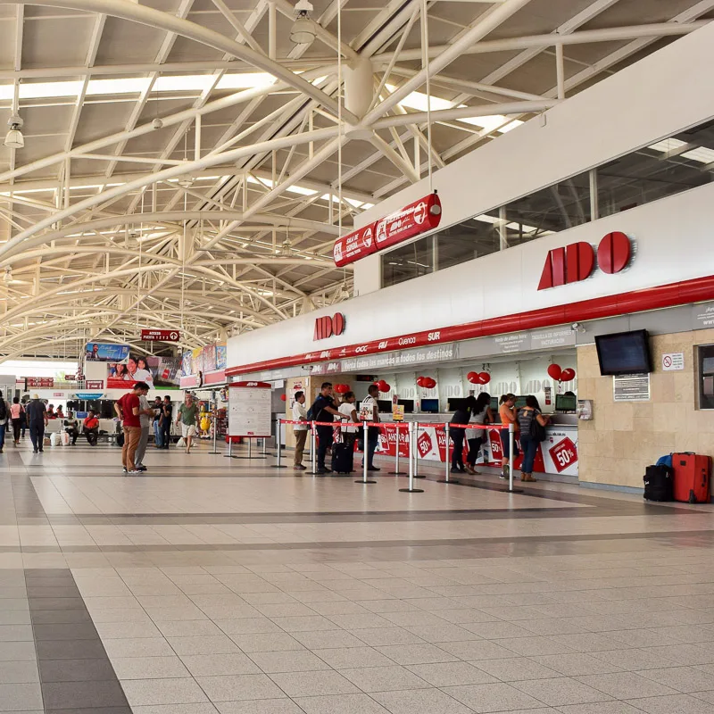 inside Mexican bus station