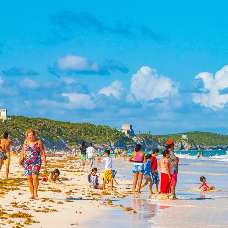 busy beach in tulium