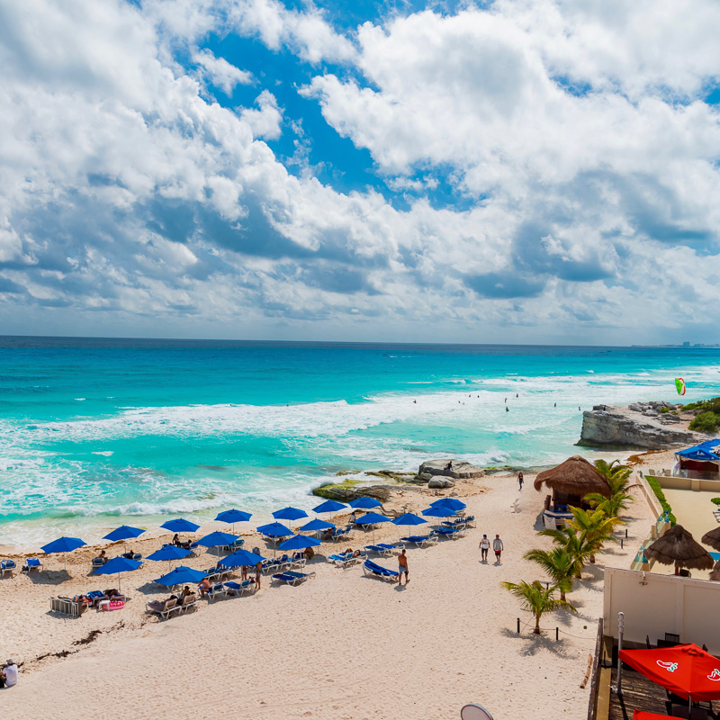 cancun beach area with waves