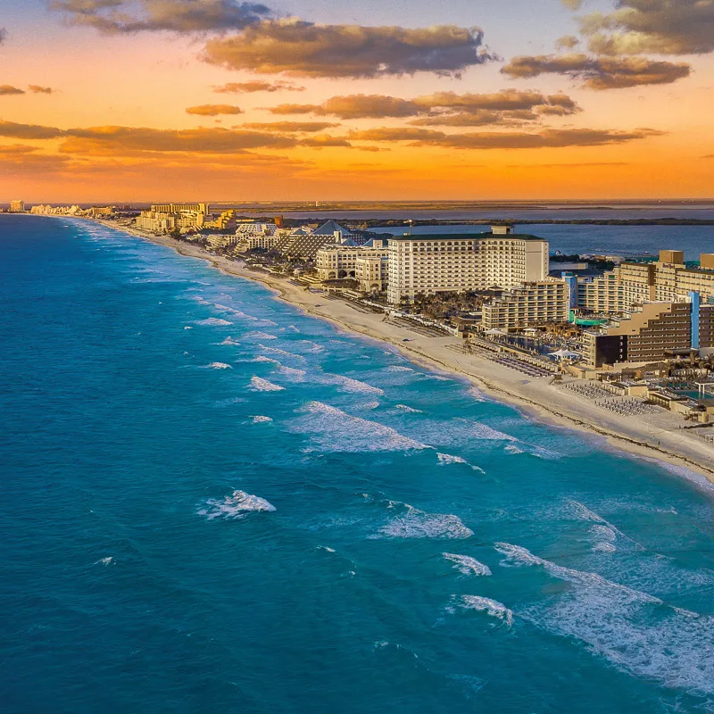 cancun hotel zone sunset