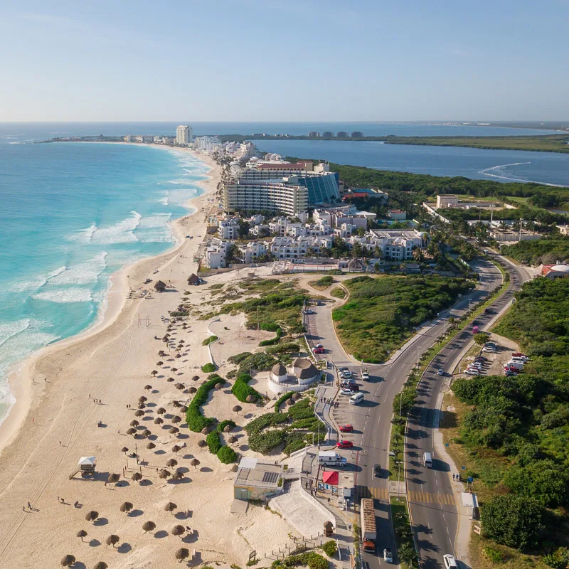 cancun hotel zone from above