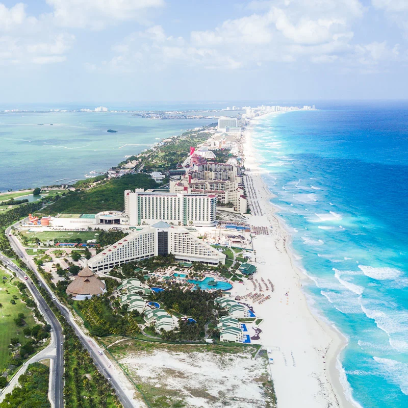 cancun skyline from above