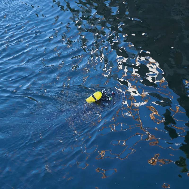 diver practicing in shallows