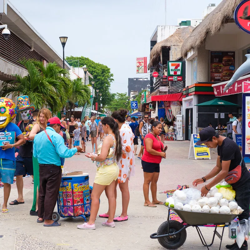 busy street in playa del carmen