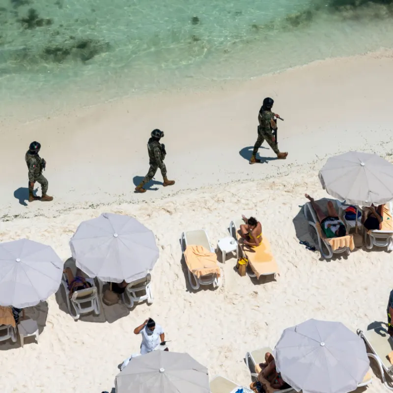 Police patrol beach