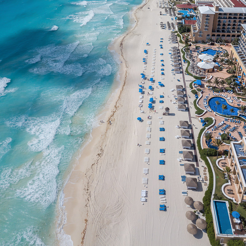 cancun beach scene from above