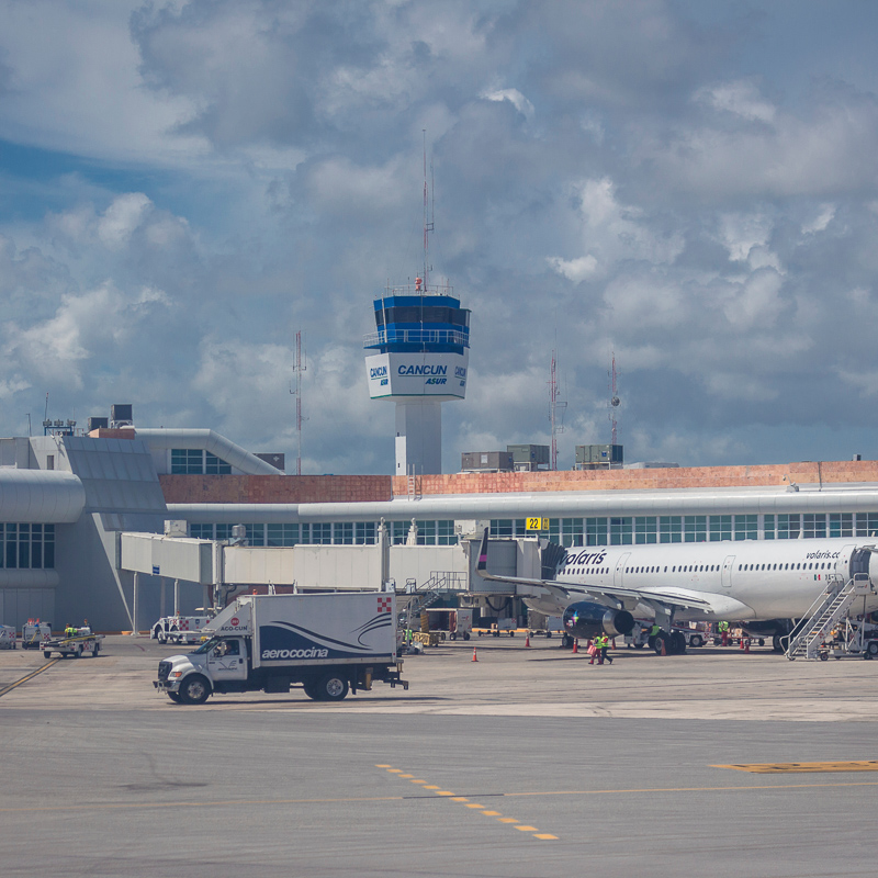 cancun airport with planes