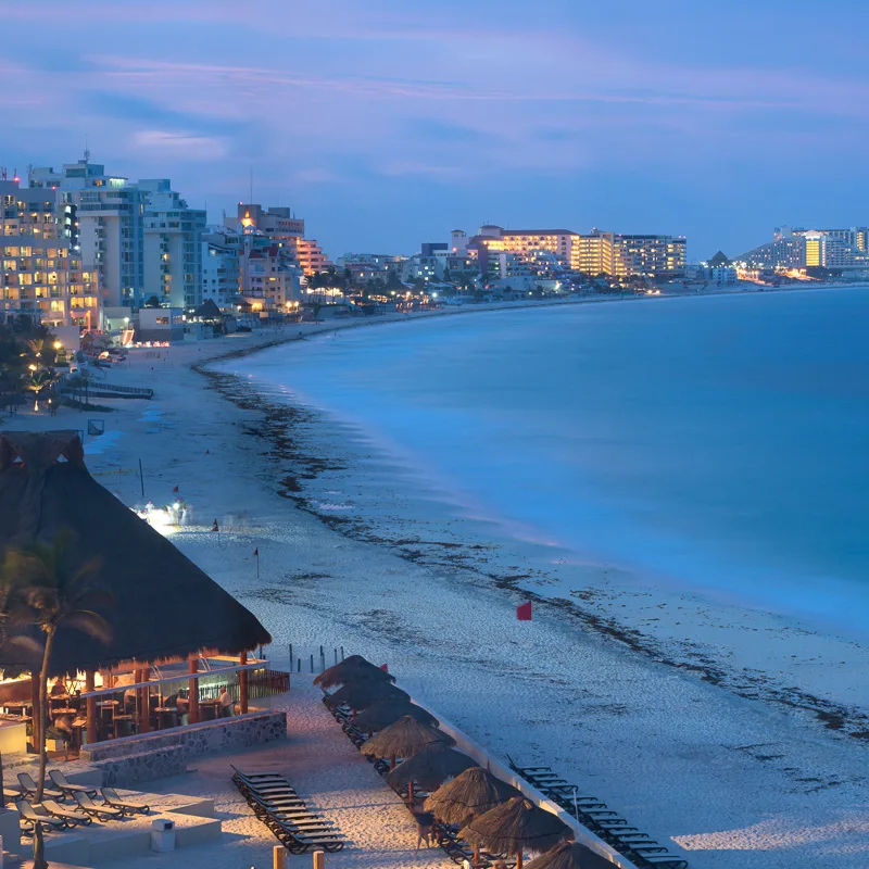 cancun at dusk