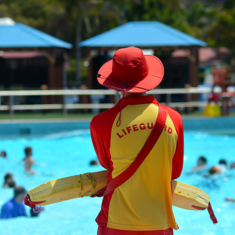 lifeguard in pool