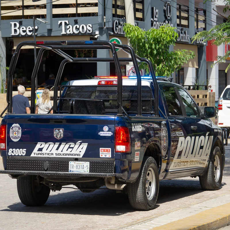 police car in cancun