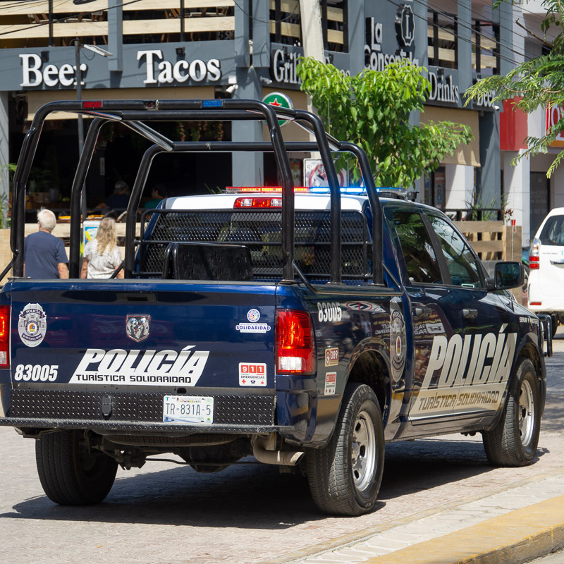 police truck in cancun