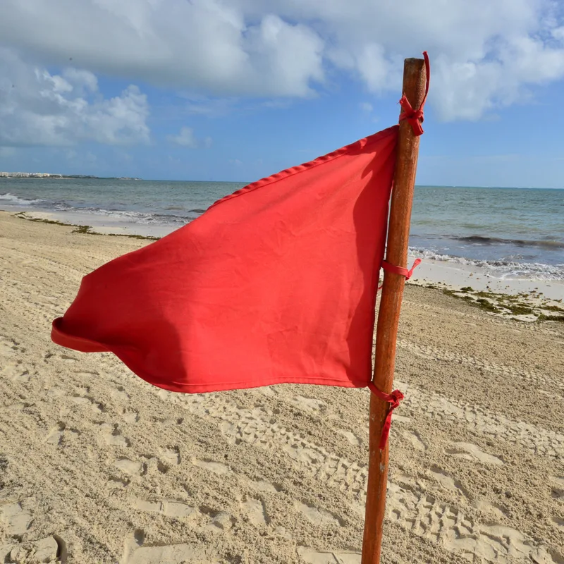 red flag on beach