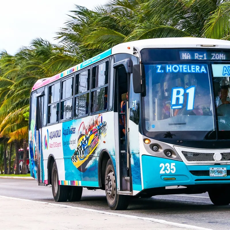 touristic bus in cancun