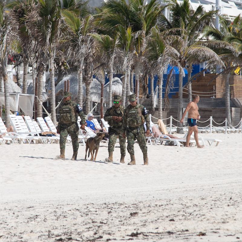 cancun soldiers on beach