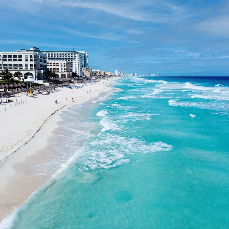 cancun beach with heavy waves