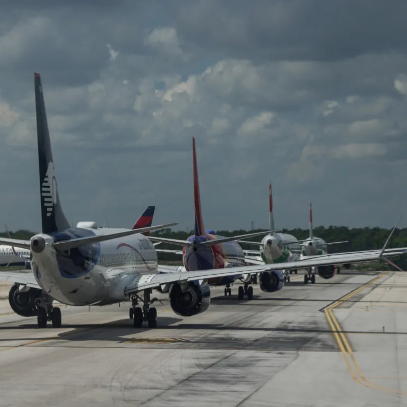 Airplanes lined up