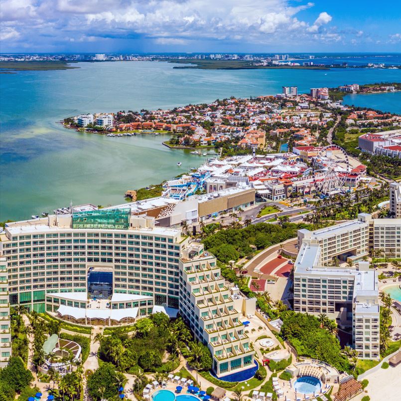 Cancun Hotel Zone Aerial View 
