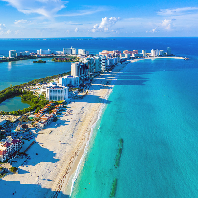 Cancun Hotel Zone looking north