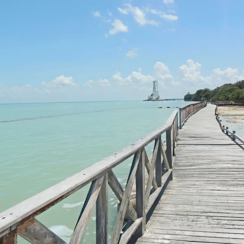 Tropical landscape in the capital of the Mexican Caribbean in Chetumal