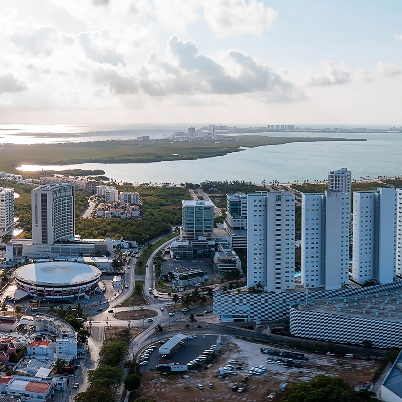 Downtown Cancun aerial view