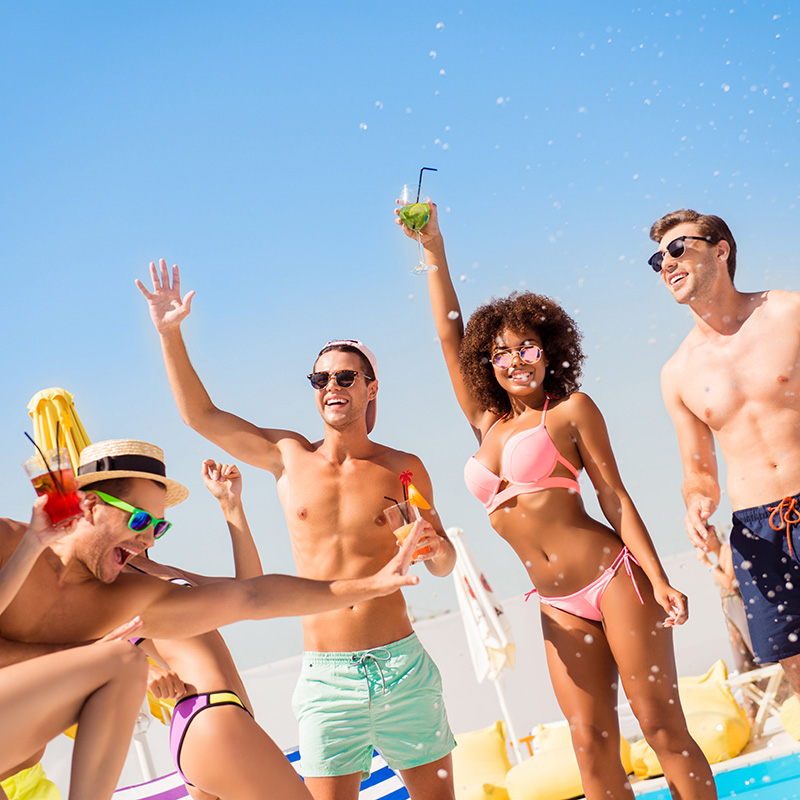 Poolside drinks with friends