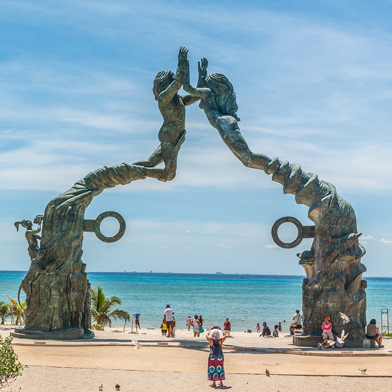 Mayan Portal statue in Playa del Carmen