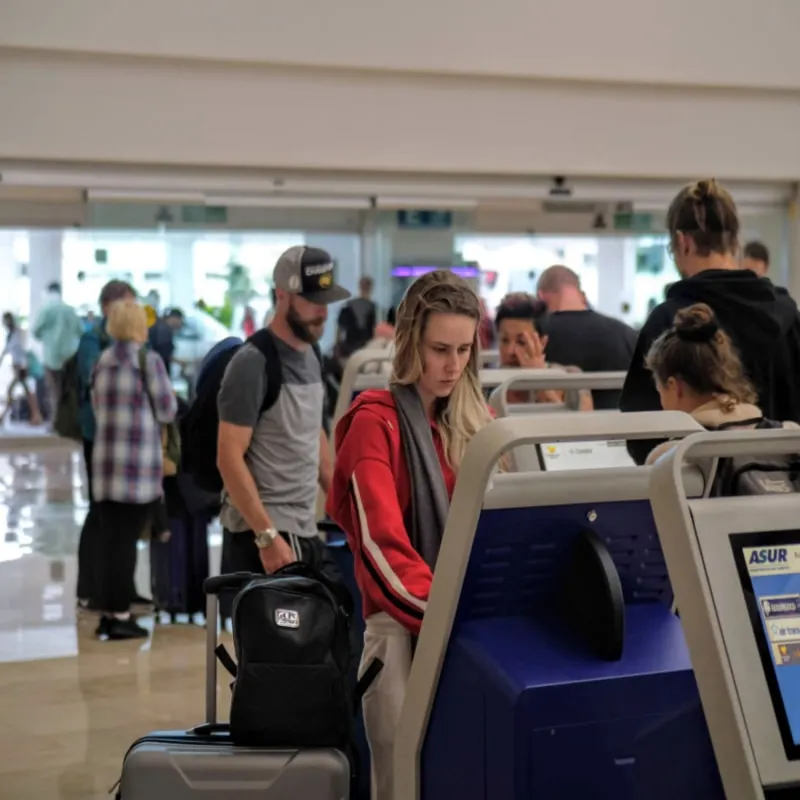 buying tickets in the airport