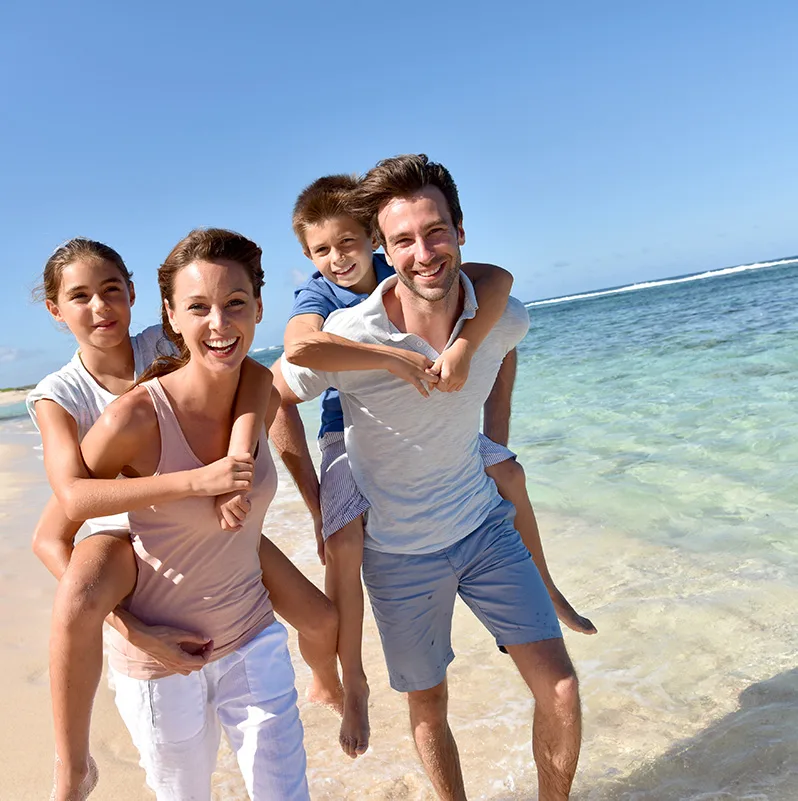 Happy family on beach