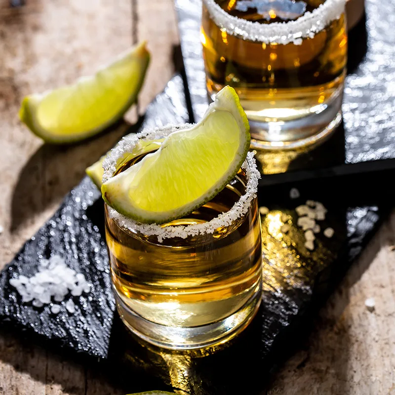 Tequila shots with lime