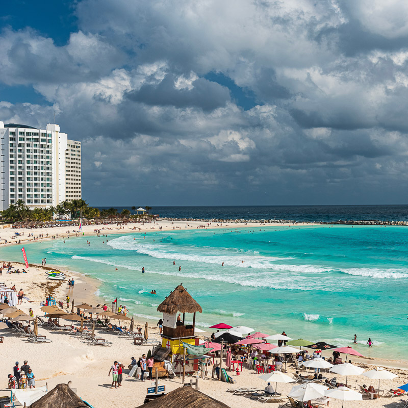 Cancun beach from the street