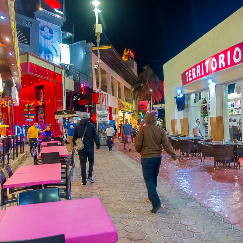 downtown cancun at night