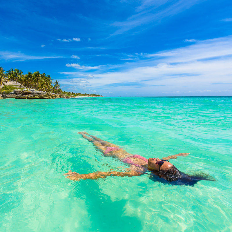 woman floating in water