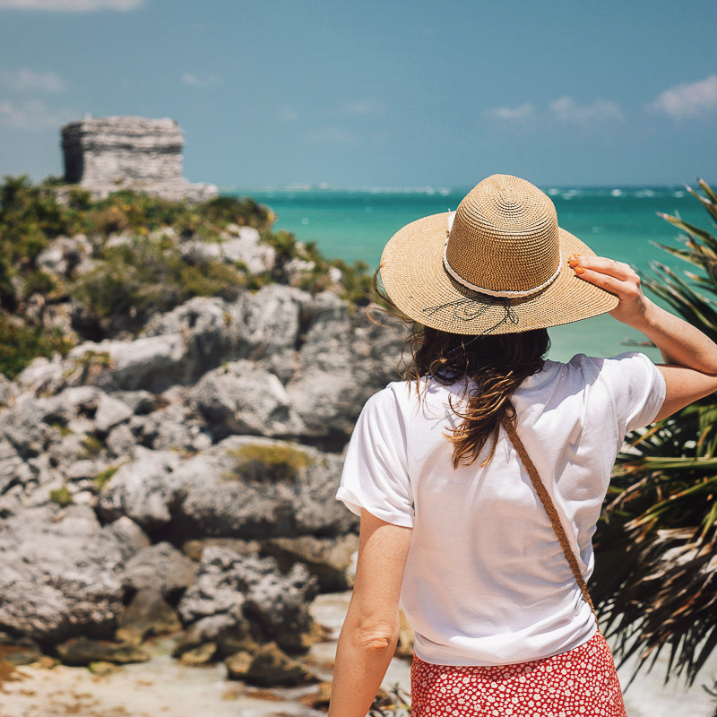 tulum ruins and girl