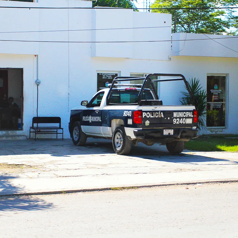 police car in cancun