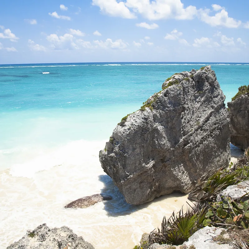 rocky beach in cancun