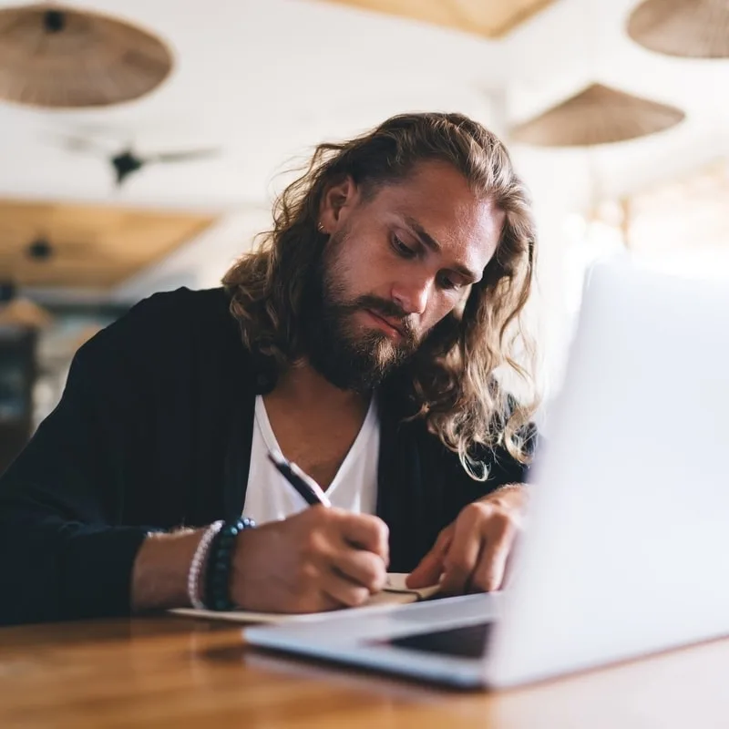 a man working in a coworking space