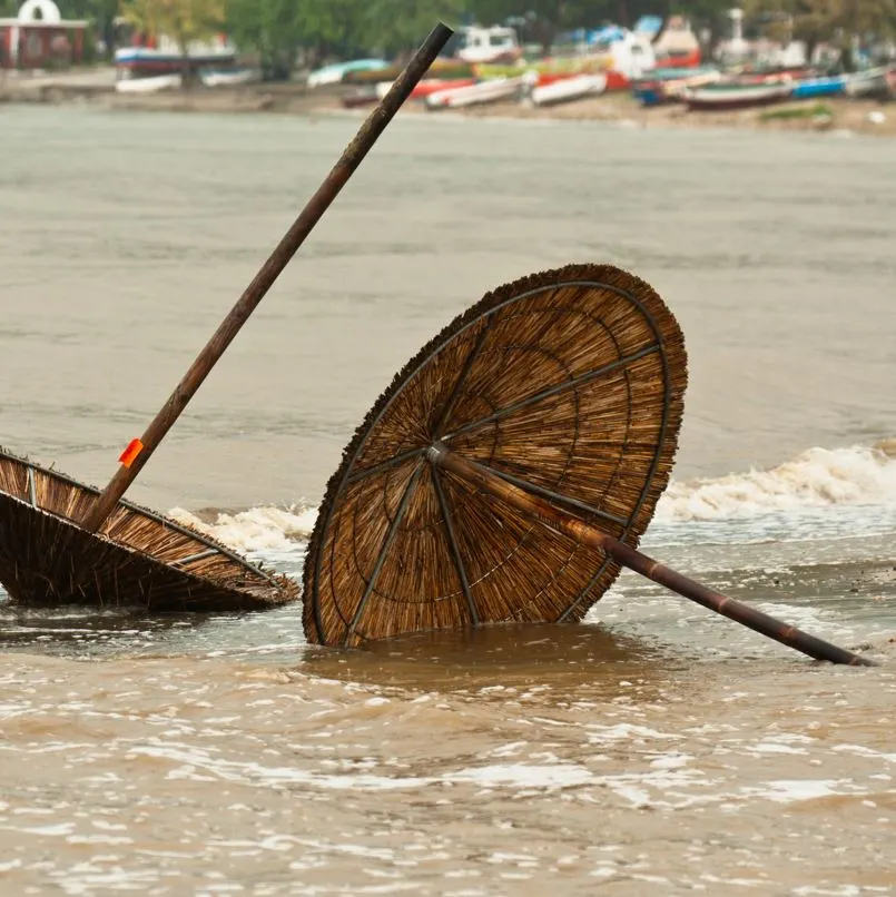 Beach Umbrellas In Sea 