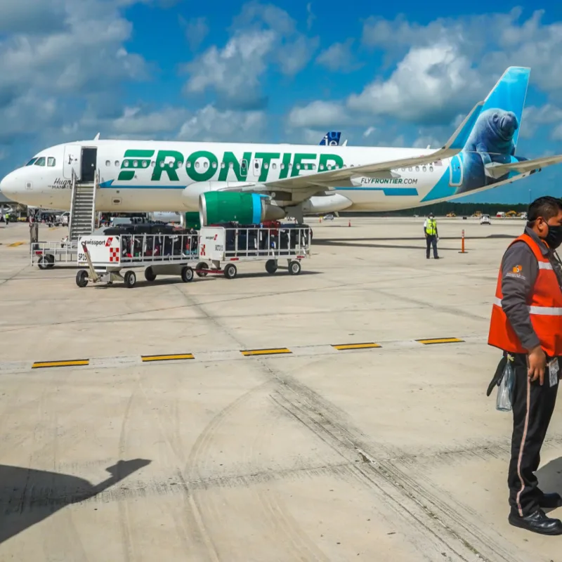frontier airplane cancun