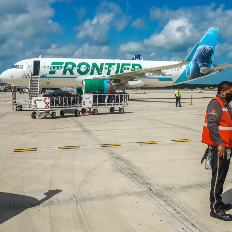 Frontier Plane at Cancun Airport