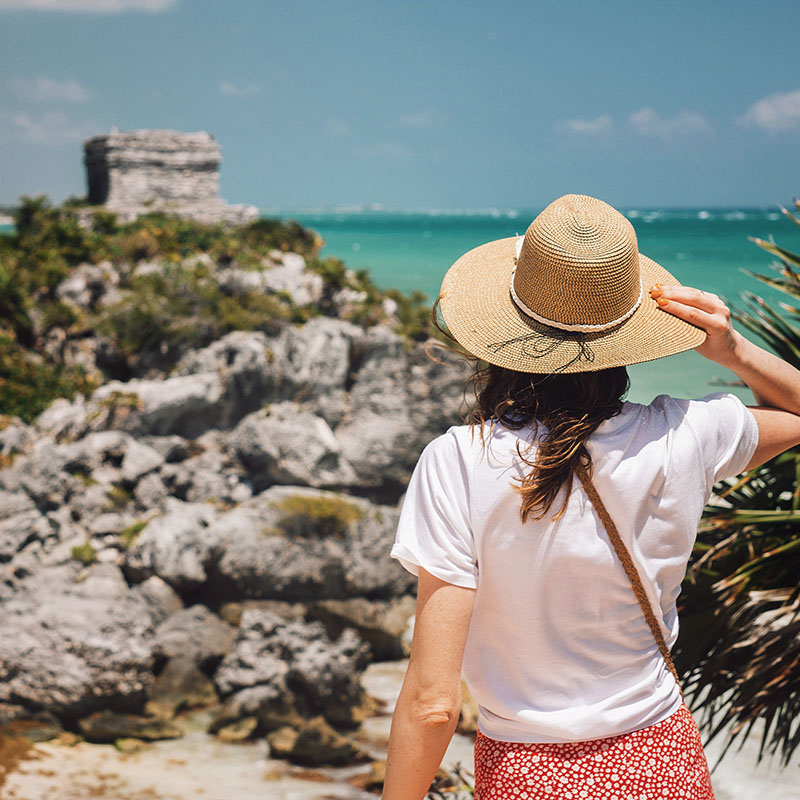 Woman at Tulum ruins