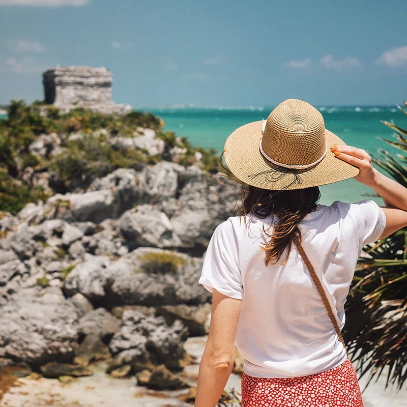 Woman at Tulum ruins