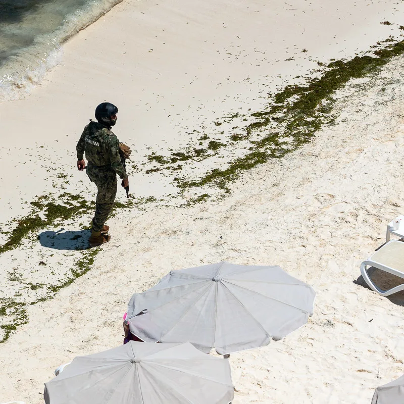 solider on beach