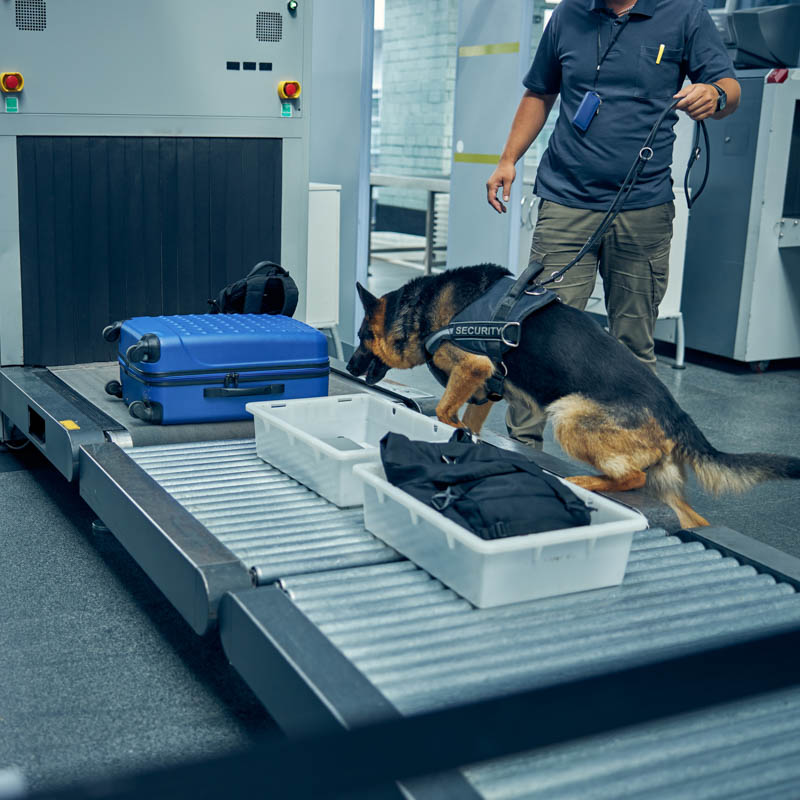 sniffer dog in airport