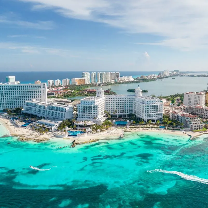 Aerial View Cancun Hotel Zone 