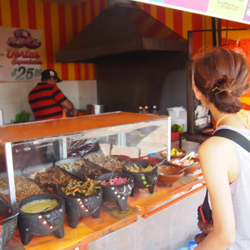 Outdoor Taco Stand in Cancun's Downtown Area