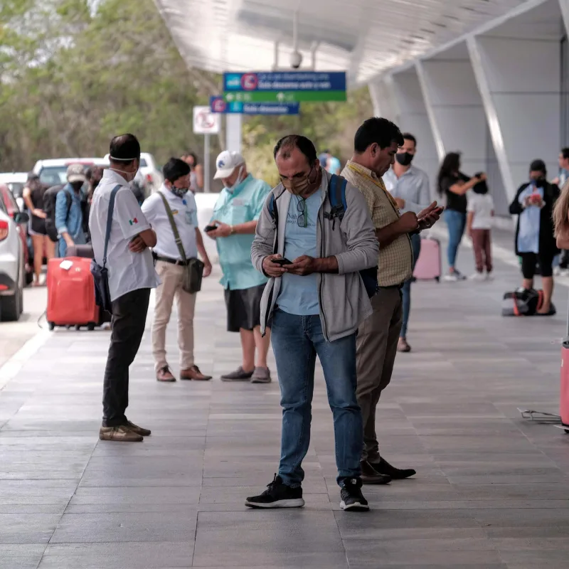 Passengers outside