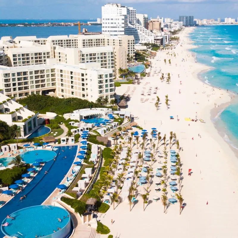 Playa del Carmen hotel resort view from above.